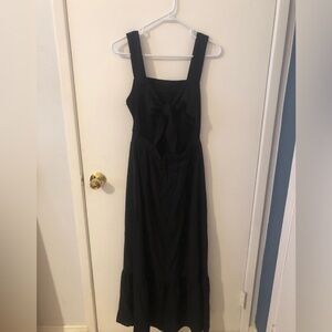 NWT Entro Black Boho Maxi Dress Square Neck Back Tie Thick straps size small